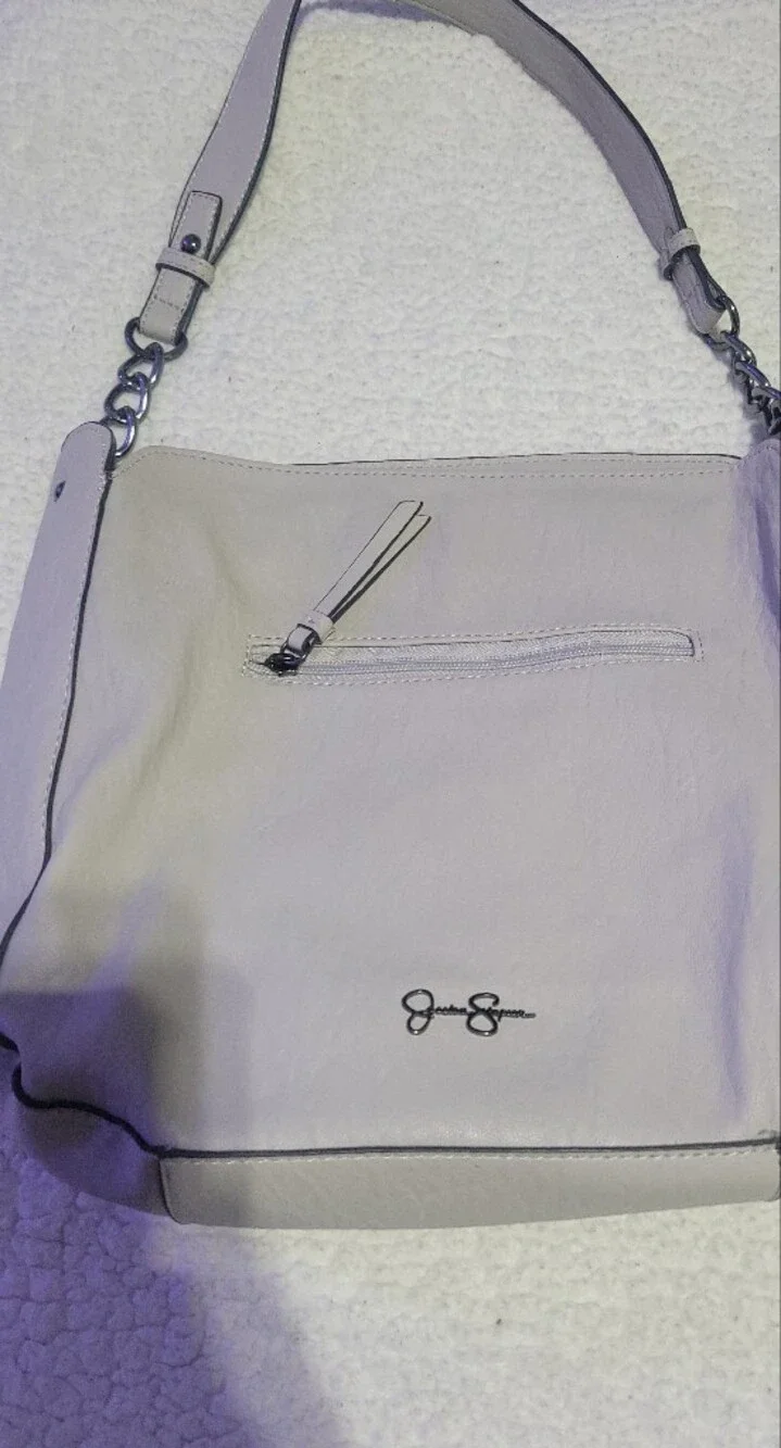 Jessica Simpson Cream Leather Shoulder Bag
